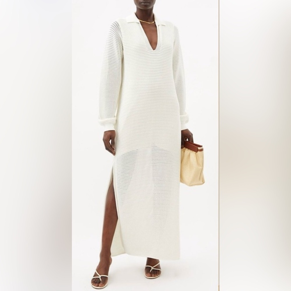 FRAME Crochet Knit Maxi Dress - Off White